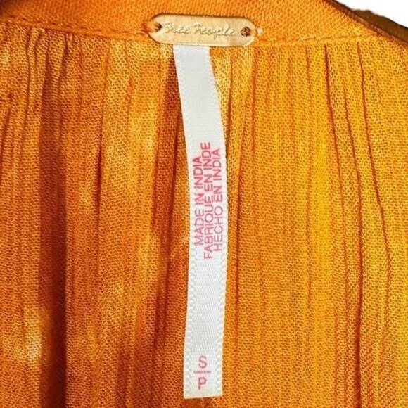 Free People Marla Printed Shortall Orange Romper Women’s Size Small New - Picture 12 of 15